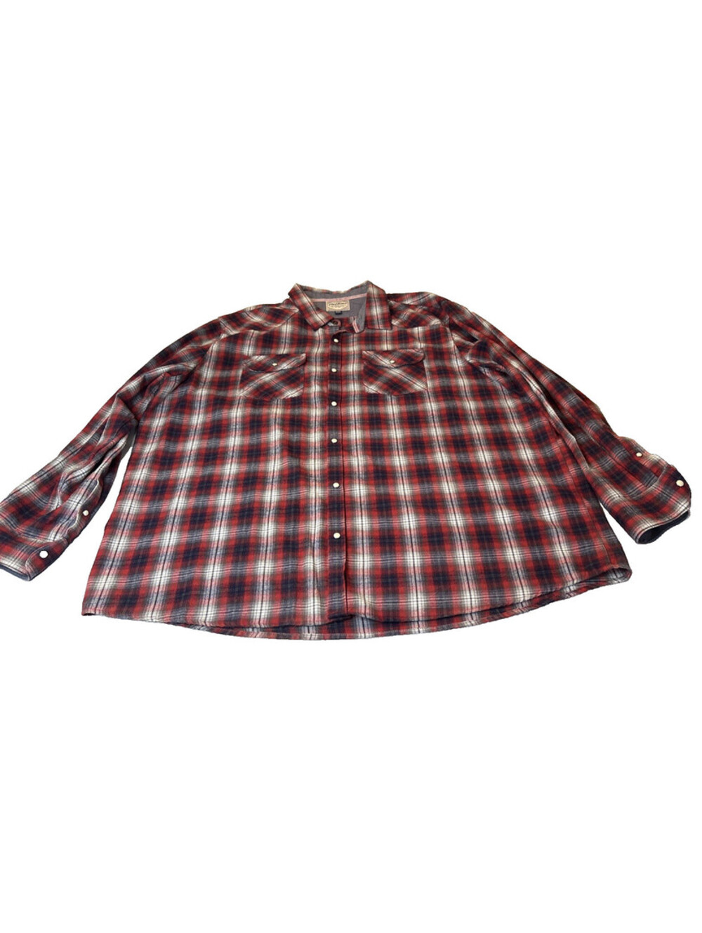 Flag & Anthem Men's XXXL Plaid Long Sleeve Button-Up Shirt w/ Pockets Red Blue